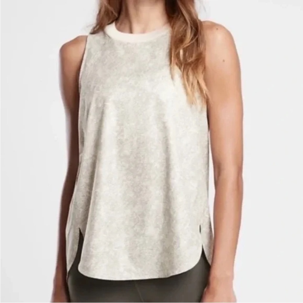 Athleta shirt Zephyr refined tank cream olive snake print 3X new